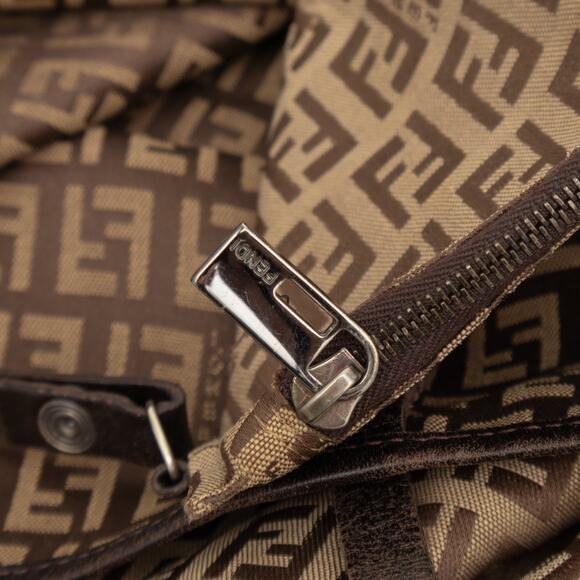 Fendi Zucchino FF Monogram Canvas Roll Open Top Tote Bag Brown VTG - Picture 12 of 14